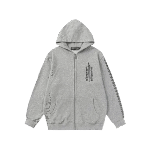 Chrome Hearts Front Logo Grey Zip Up Hoodie